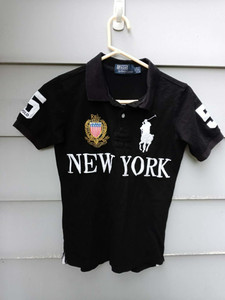 Polo Ralph Lauren New York #5 Polo Shirt Black Big Pony Chief Keef Luxury XS EUC