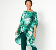 Attitudes by Renee Global Illusions Como Jersey Reg Tunic Plaid Envy 3X A516253