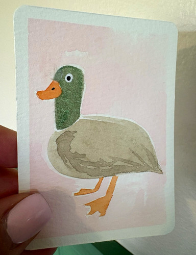 Duck ACEO ORIGINAL by Brie Signed 2026 Art Card ATC watercolor 2.5x3.5