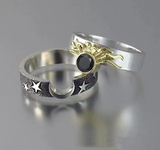Unisex Star Moon Ring Double Layer Gold Plated Alloy Electroplated Jewelry With