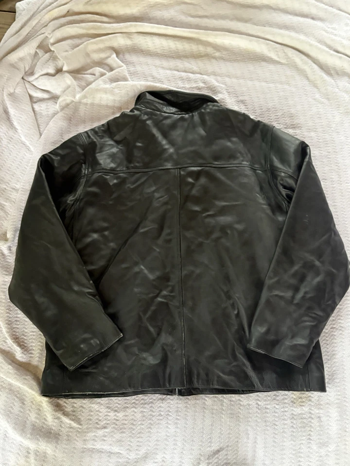 Abrigo Chaqueta Bombardero De Colección Knightsbridge Cuero Negro Forrado Y2K Para Hombres Talla Grande Foto 4 de 4