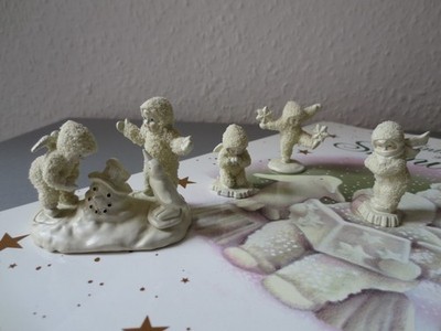 4 Original Zinnfiguren Snowbabies Goebel Department 56  USA mit Kinderbuch book
