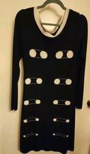 Vertigo Knit Sweater Dress,Black & White,Long Sleeves,NWT,Lg,Super Cute!