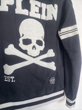 Veste de luxe homme - Veste Bomber Philipp Plein en cuir noir avec tete