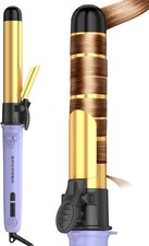 Rotating Curling Iron 1 1/4 Inch, 2024 Upgraded ZAVAREA Automatic Purple-gold