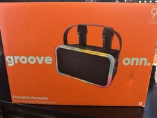 onn. Groove Portable Karaoke System Wireless Microphones Bluetooth LED
