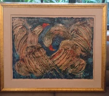 Minerva Brizuela sabong cuban oil pasto canvas board 1997