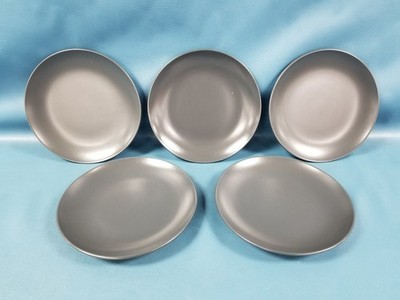 5 Replacement IKEA Stoneware Matte Charcoal Gray/Black Salad Plates #12011-1