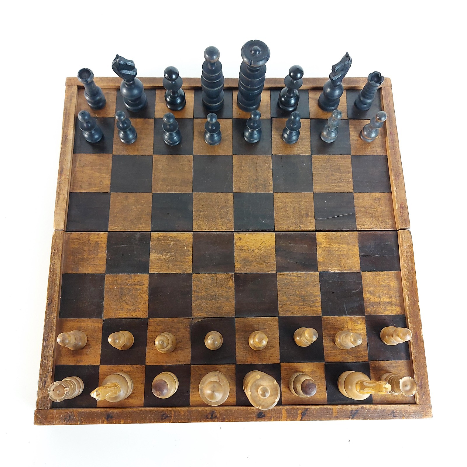Old Antique Regency Chess Set, Small Size, Wooden, c.1900s