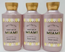 3 BATH & BODY WORKS MEET ME IN MIAMI BODY WASH SHOWER GEL ALOE VITAMIN B5 10OZ