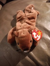 Ty Bucky Beanie Baby Beaver Beanbag Plush 1995 PVC Pellets TAG ERRORS