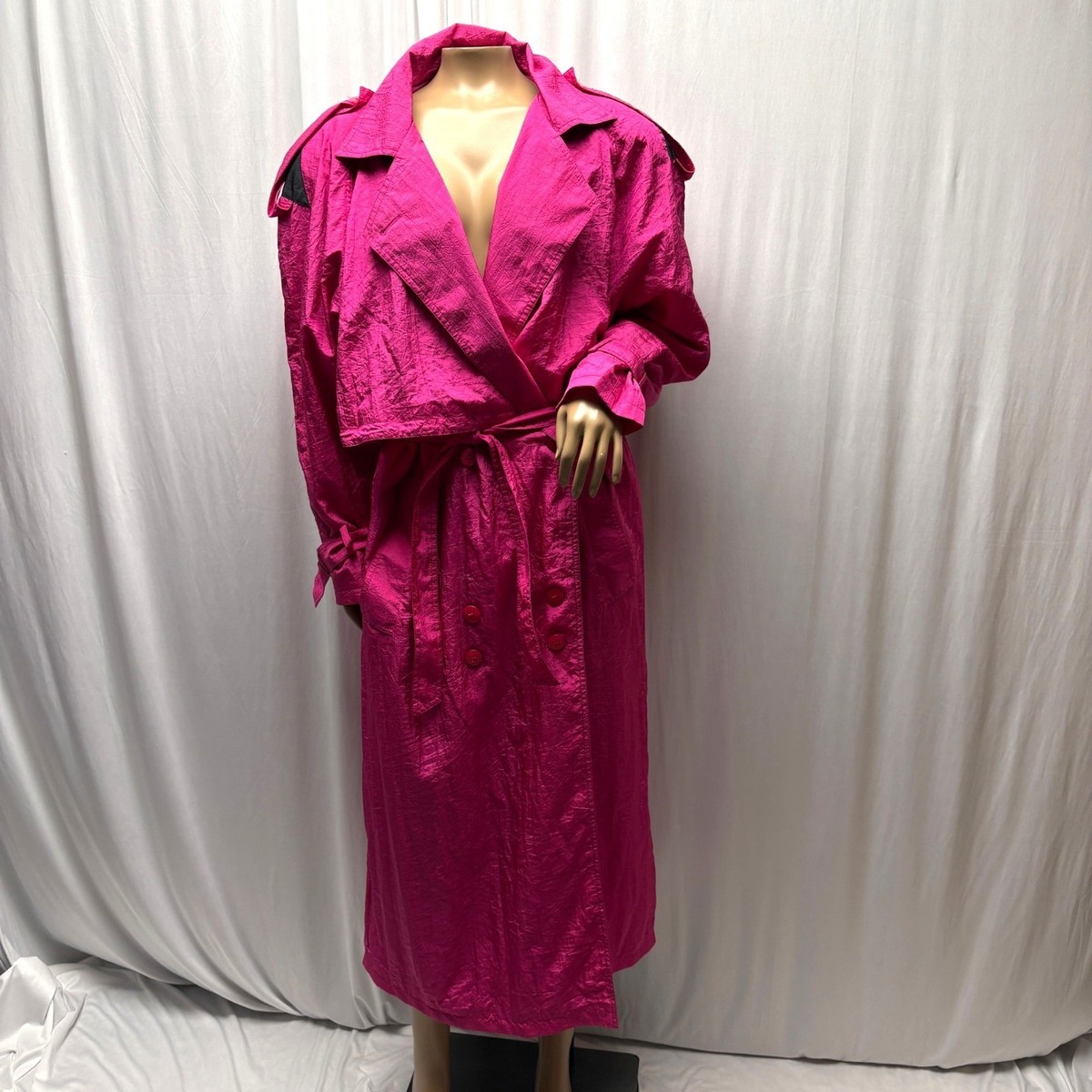 Climatiser Womens Sz 10 Trench Coat Bright Pink Nylon Coat - Main Image