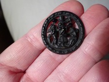 VICTORIAN Pierced Faceted Jeweled CHERUB BUTTON VG