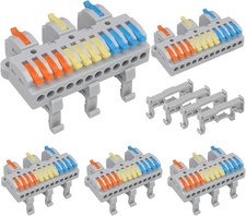 4Pcs DIN Rail Terminal Blocks 28 12AWG Quick Wiring Cable Te Size: 3 in 12 out