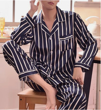 Silkpeace FREE SHIP USA Mens Satin Silk Pajamas Set Shirt Lounge Pants POCKET