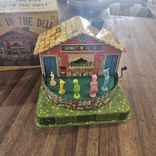 1953 Mattel Farmer In The Dell Rotating Tin M...