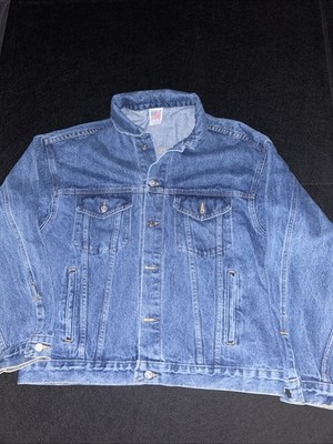 VTG Tyca Embossed Acid Wash Blue Denim Jacket Mens Medium StorageTek