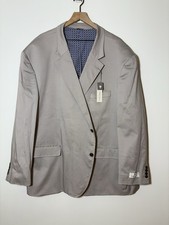 Oak Hill Blazer Men's 4XL 58/60r casual two button Sport Coat Solid Tan Cotton