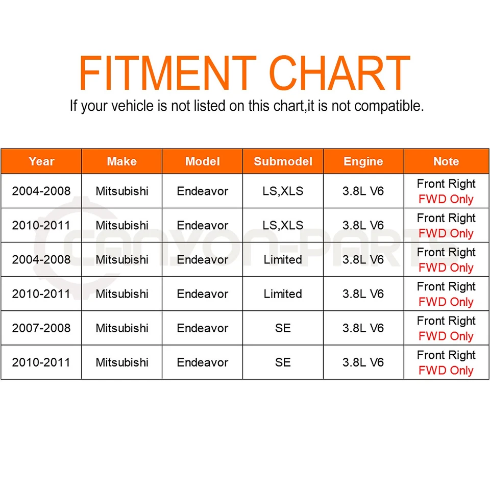 Eje delantero derecho CV para Mitsubishi Endeavor 2004-2008 2010-2011 tracción delantera 3,8 L Foto 2 de 4