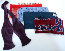 Vtg Scarves Neck Accessory Lot of 5 Prints Solids Silk Nylon Career Office