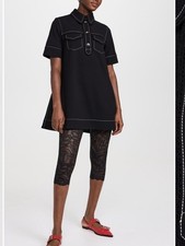 GANNI Crepe Sable Mini Dress Black Collar Pockets size 40 8-10