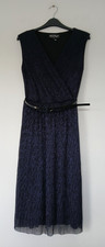Billie & Blossom Calf Length Evening/Occasion Dress in Black & Blue, Size 10