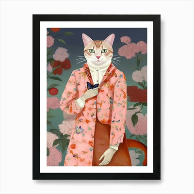 Gucci Fashionista Katzen Kunstdruck gerahmt Wandbild Poster Leinwanddruck Bild