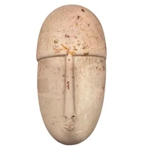 Vintage Hand Carved Soap Stone Face Mask Sculpture Trinket Box Home Art Deco