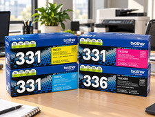   4-Pack GENUINE BROTHER OEM TN336BK TN331C TN331Y TN331M TONER SET - SEALED 