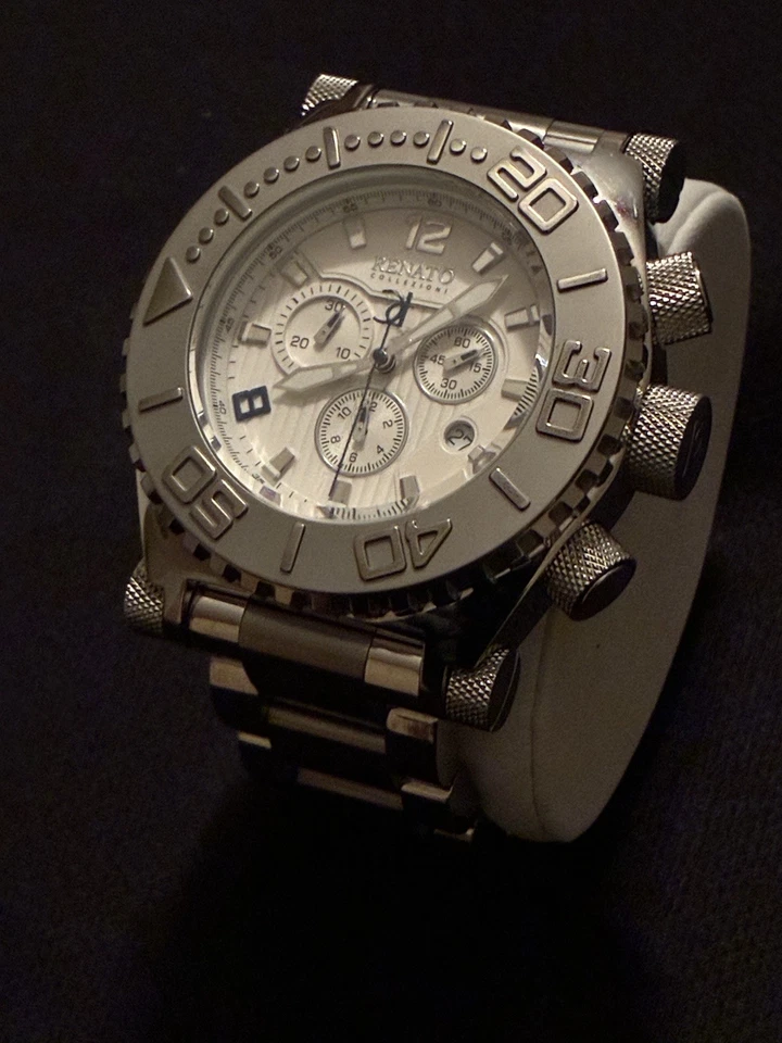 Renato Emporium Collezioni Cronógrafo Buzo Plateado Sobre Plateado Esfera Suiza 5030D Foto 2 de 4