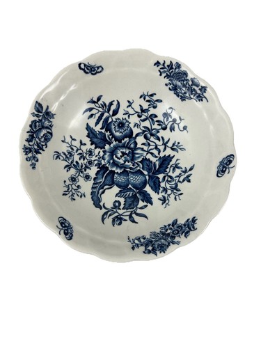 Vtg Booths England Peony A8021 Cereal Bowl Blue White Floral Cottagecore