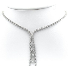 14K White Gold 5.60 Ct Natural Diamond Drop Necklace Multi Shape IGI Certified