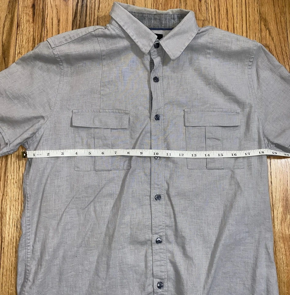 Structure Slim Fit Short Sleeve Men's Dress Shirt Gray M Medium - Image 3 of 4