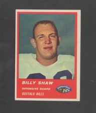 1963 Fleer Football Card #28 Billy Shaw-Buffalo Bills Near  Mint Card-No Stripe