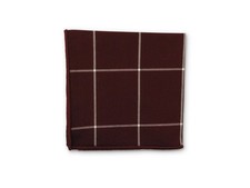 Frederick Thomas maroon check cotton pocket square handkerchief FT2868