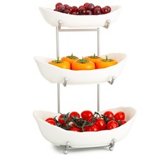 Three-Tier Ceramic Fruit Bowl with Stand