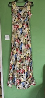 Antique 1930s Art Deco Printed Evening Gown Restoration