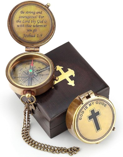 Handcrafted Brass Compass with Scripture - Unique Inspirational Gift for Him/Her - 第 3/9 張圖片