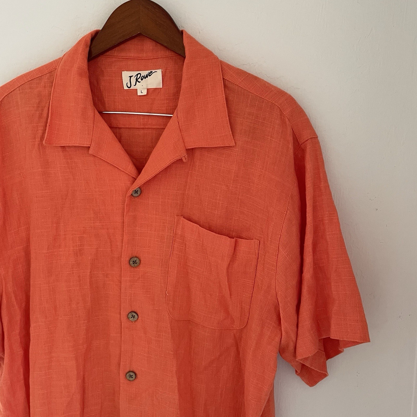 FILA Camicia uomo J Rowe lino con bottoni grande arancione golf ricamata entra nel buco