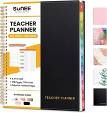 SUNEE Teacher Planner 2025-2026 Academic Year, Lite Lesson Planner Book with 7 P