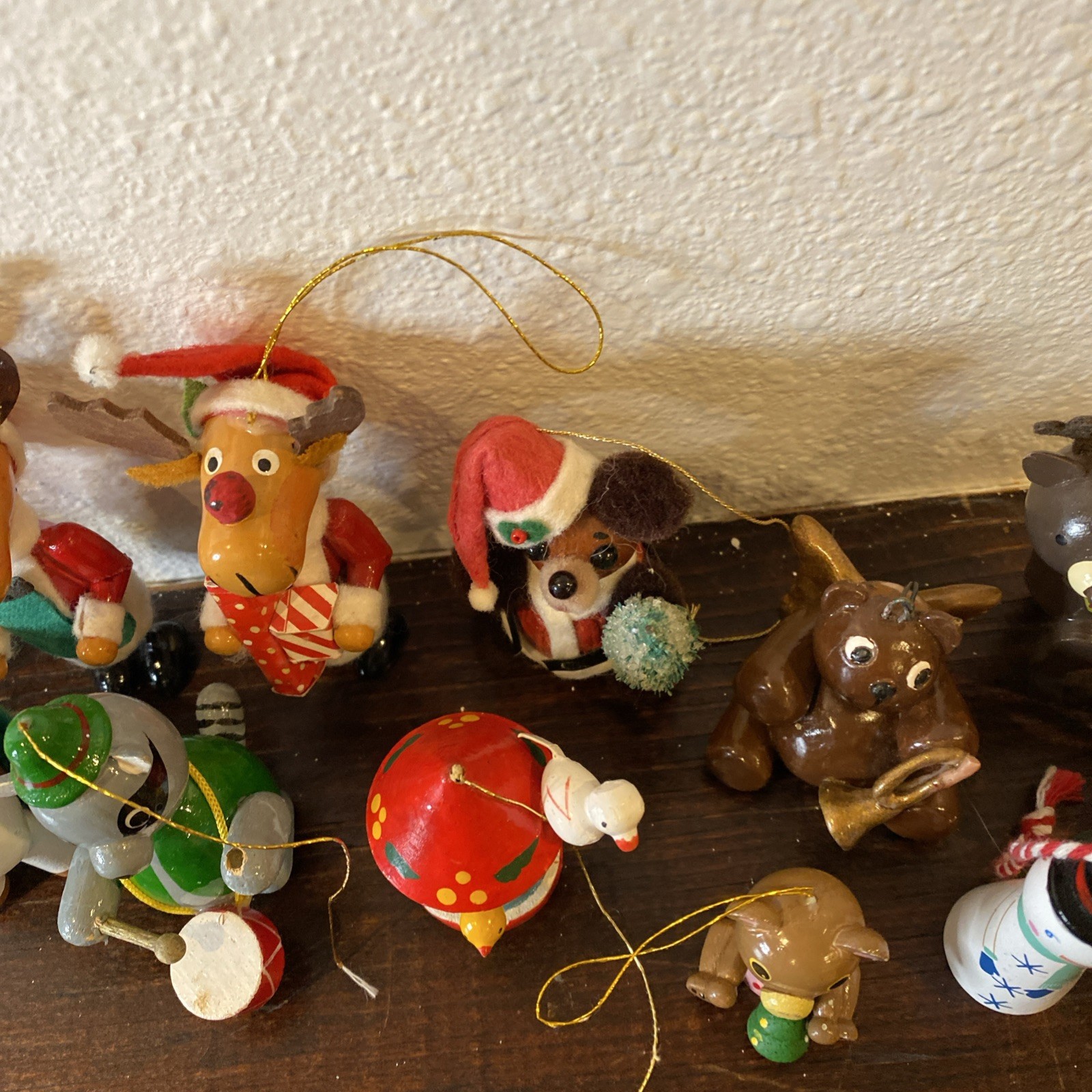 Lot Of  13 Various Wooden Christmas Ornaments Various Figures Some  Vintage