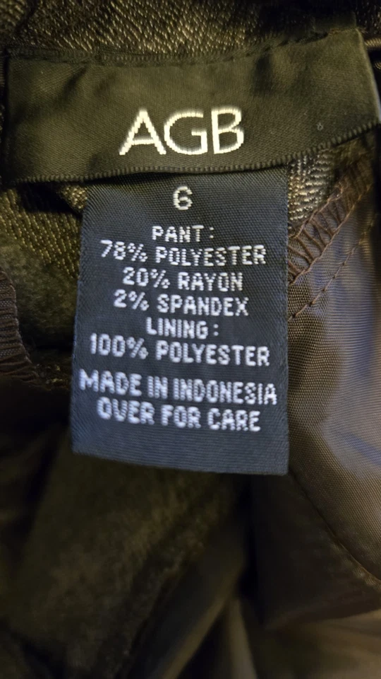 Nuevo AGB Marrón Mujer Talla 6 Pantalones Pantalones Elastizados Bolsillos con Cremallera Foto 3 de 4