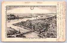 Antique German Postcard KOBLENZ City 1632 Merian Etching 1905