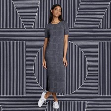 Uniqlo Sol Lewitt SPRZ NY MOMA Jersey Midi Dress Size S Black White Art Print