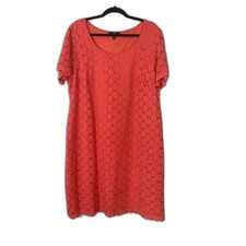 Ronni Nicole Women's 18W Coral Lace Overlay Shift Dress Short Sleeve Plus Size
