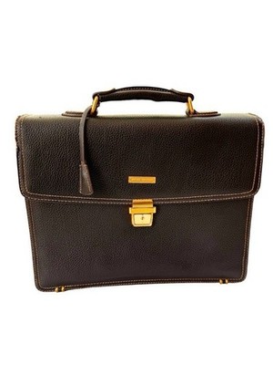 Vintage Brooks Brothers Leather Briefcase with Computer Bag Brown
