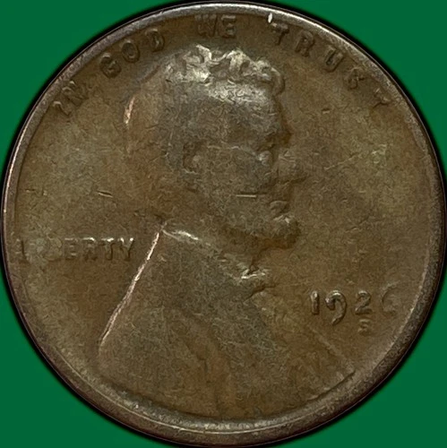 1926-S Lincoln Wheat Cent Fine F Coin #37192