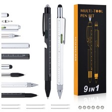 Gifts for Men Christmas- Multitool Pen with LED Light, Flathead, Black