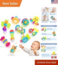 Infant 10-Piece Grab  Shake Rattle Set - BPA-Free Sensory Teething Toys