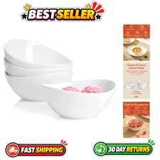 Porcelain Bowls Set of 4, 5-inch, 10 oz, Dishwasher Microwave Safe